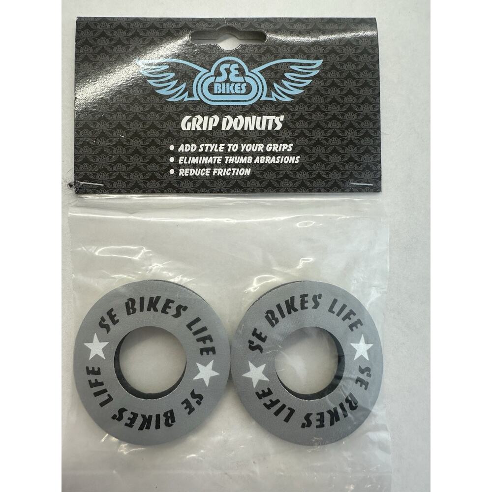 SE Racing "BIKE LIFE" old school BMX bicycle foam grip donuts WHITE & BLUE on